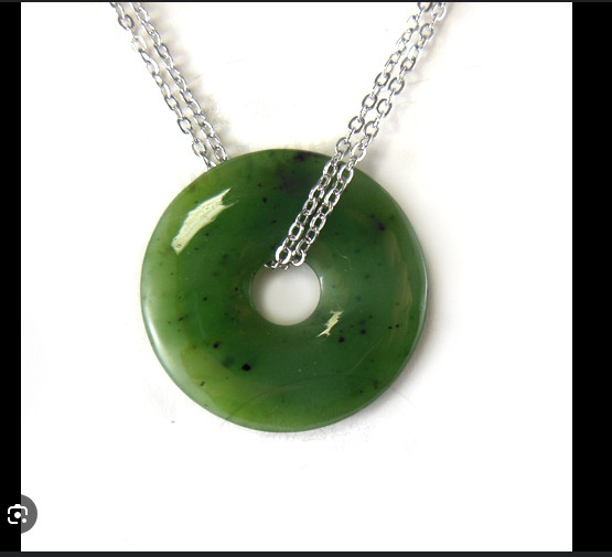 DARK GREEN JADE DONUTS 5 PIECES 30mm – Gorgeous Lucky Amulet – Nephrite Jade