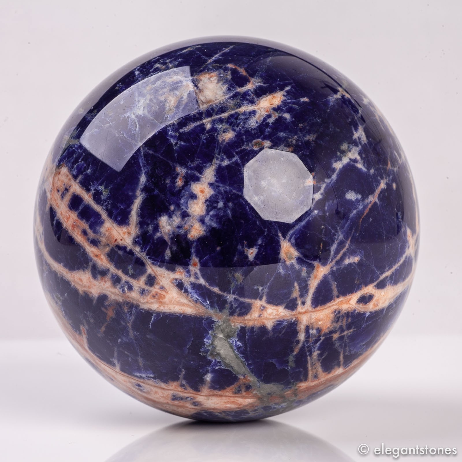 3.3″ 1.6lbs Deep Blue Sodalite Sphere Large Crystal Ball White Veins Healing