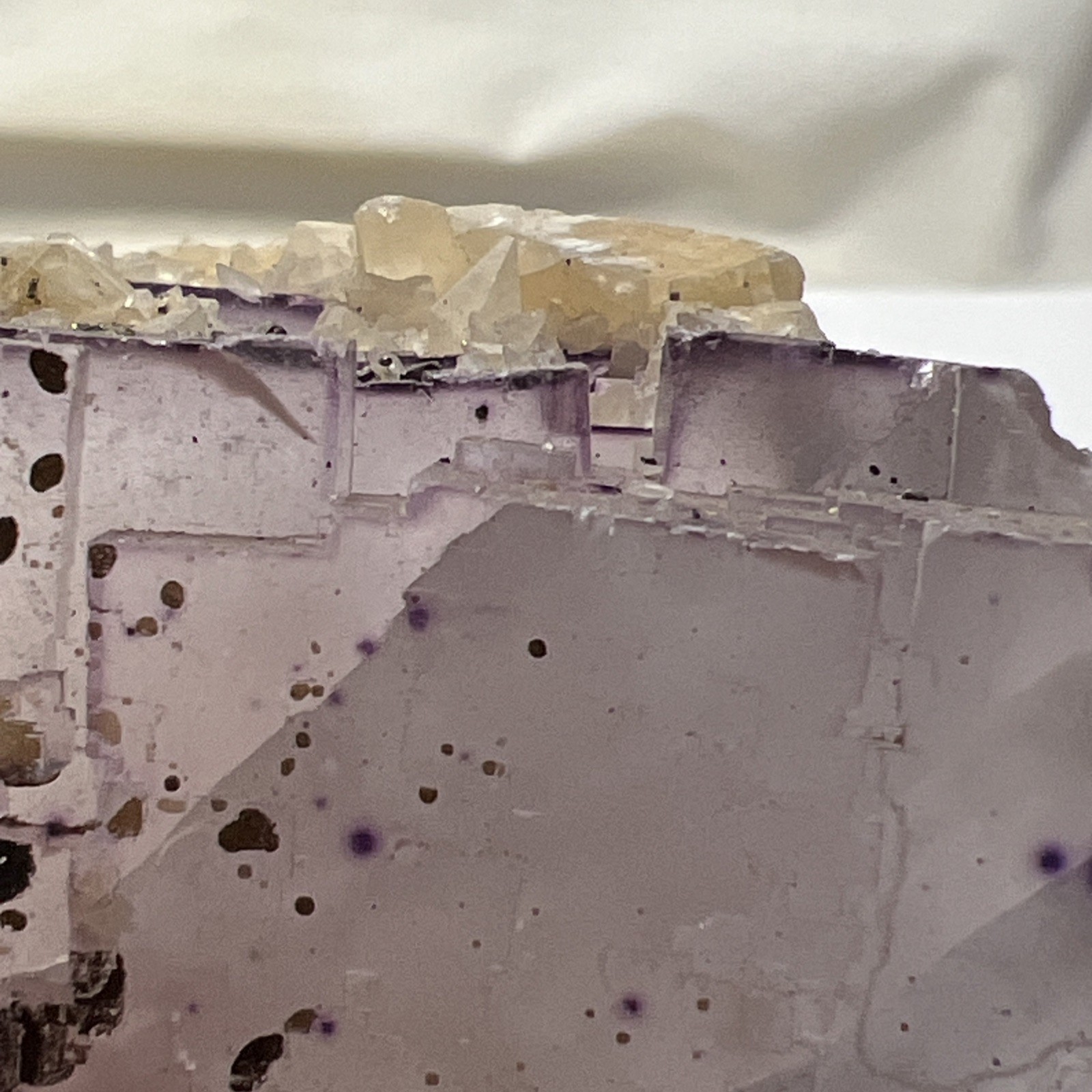 Fluorite – Zoned Light Purple & dark purple floater clusters & dogtooth calcite