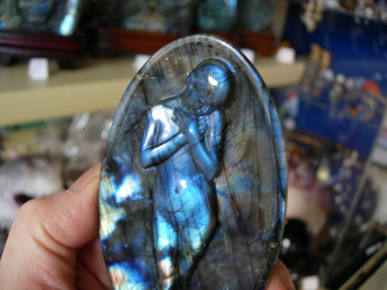labradorite art deco style nude carving stunning flash