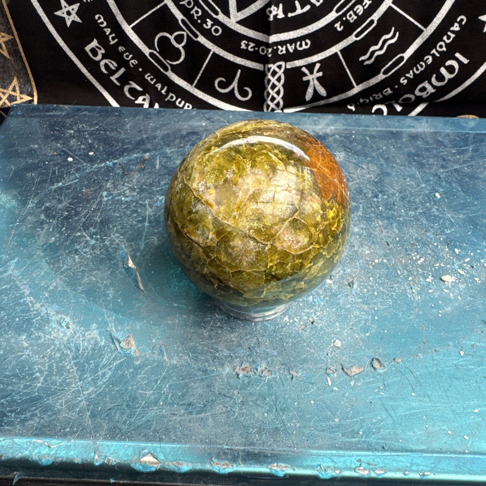 Green Opal Sphere From Madagascar 460 Grams 7.1 cm Approx DRZ4#5