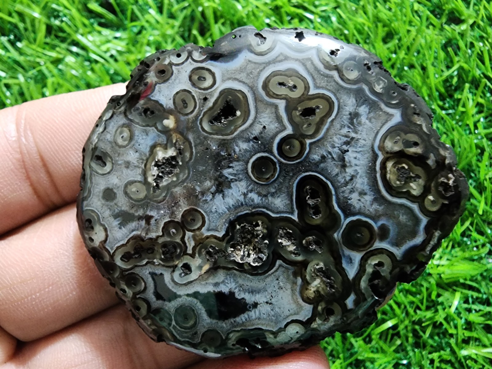 Rare Banded Slice Agate Druzy Crystal Polished 186ct Geode Slab Gemstone Jewelry