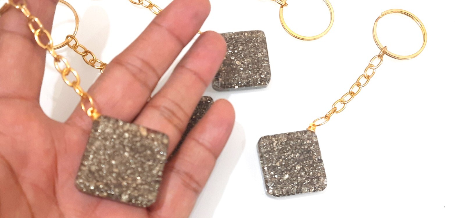 Natural Pyrite beautiful key ring gift for all 3X key rings