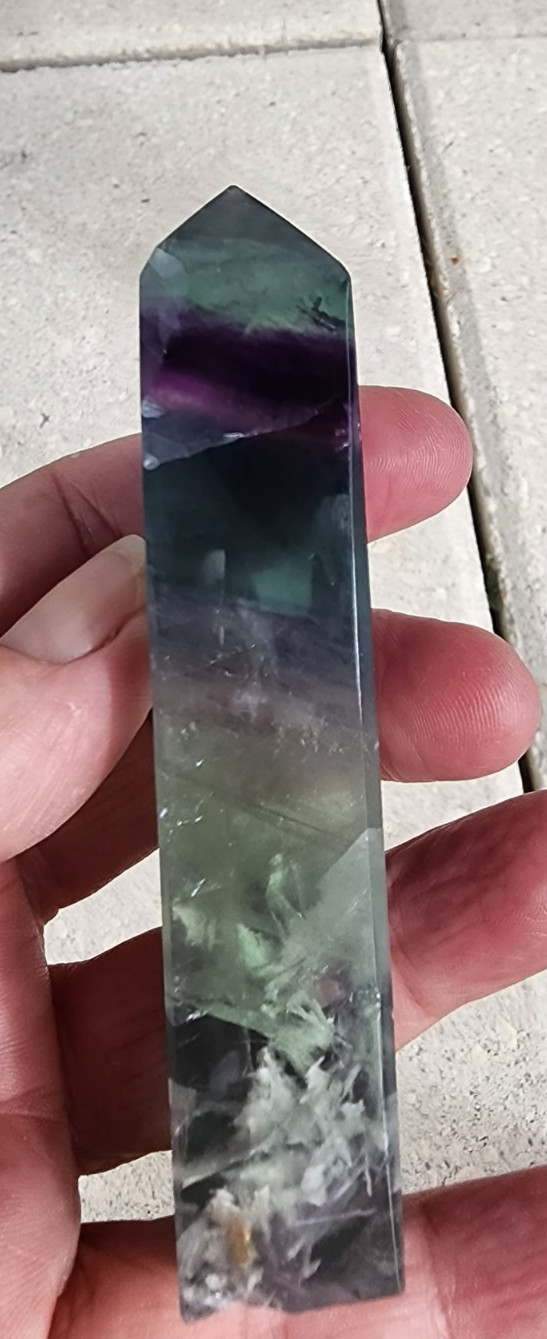 120 grams Rainbow Fluorite Tower Wand Reiki Healing Point 3-1/2″ “Tall