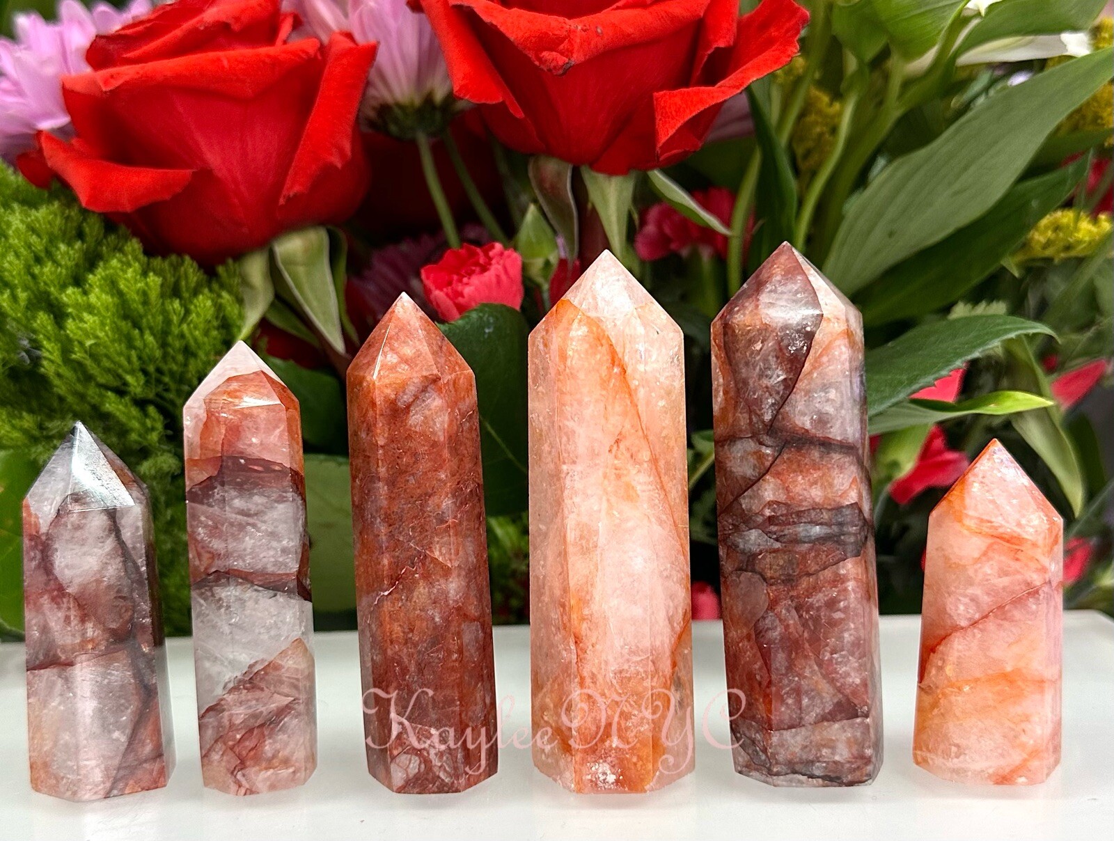 Wholesale Lot 1 Lb Natural Hematoid Fire Obelisk Quartz Tower Point Crystal