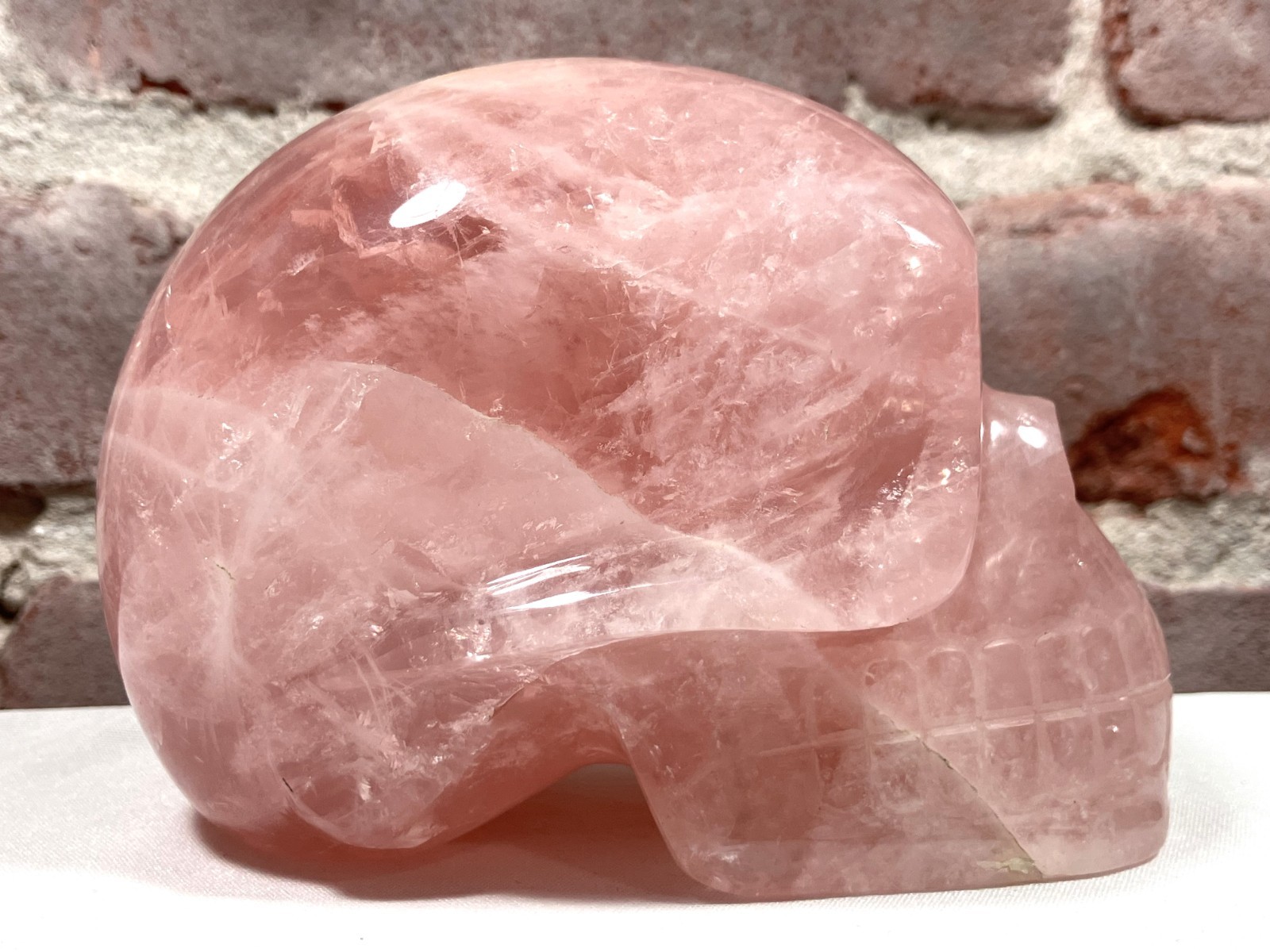 Large Pink Rose Quartz Crystal Skull, 5 Inches long, 3 lbs 5 oz