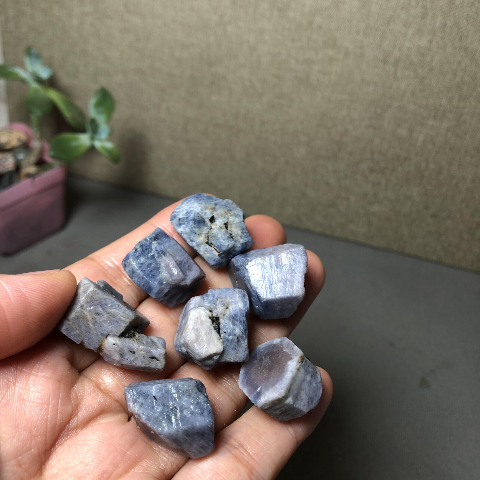 7pcs rare Natural blue corundum gemstone Unheated original specimens 71g AA3024