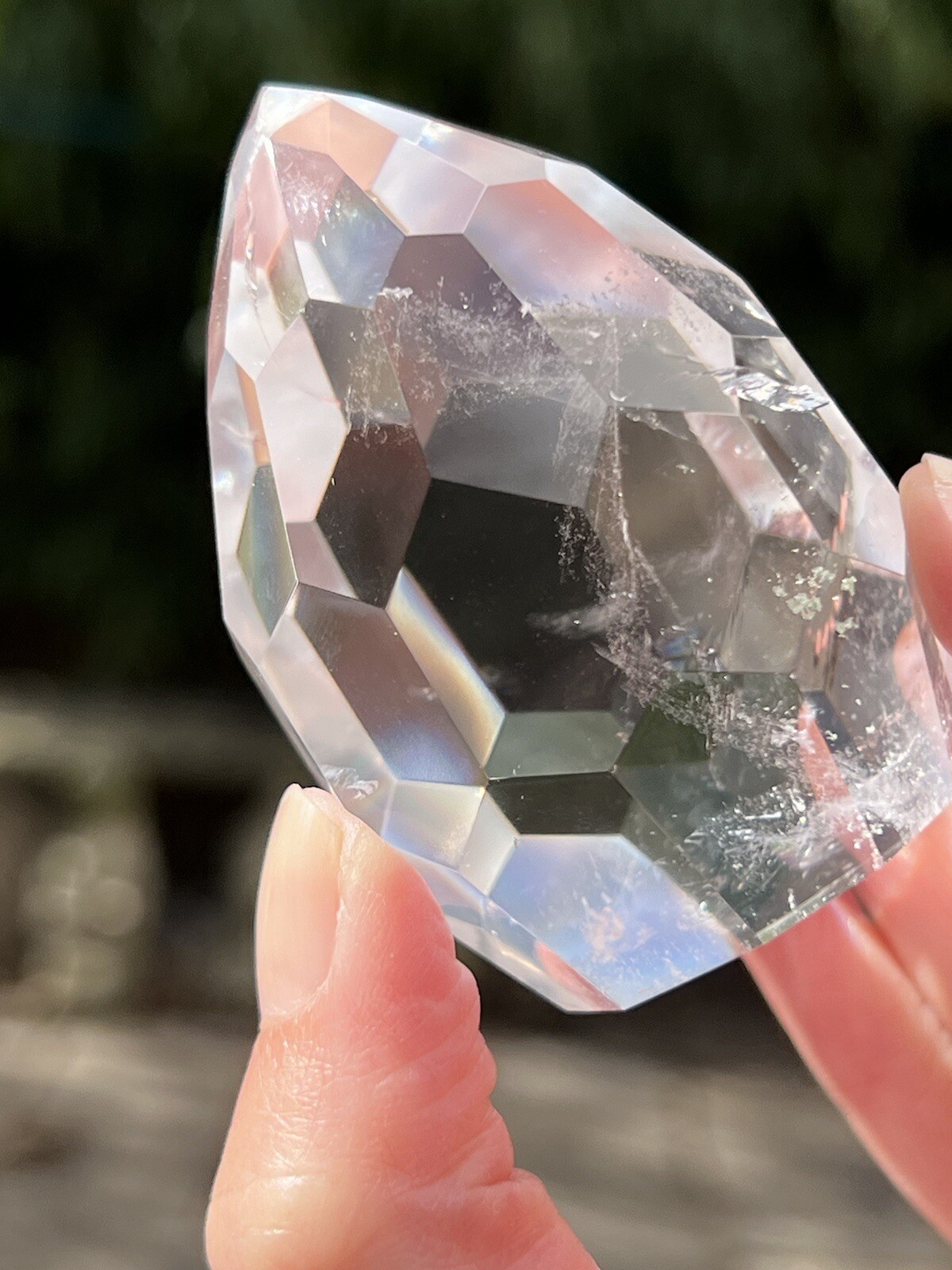 Clear Quartz Hand Faceted Large Crystal Droplet AAA+ Freestanding 13