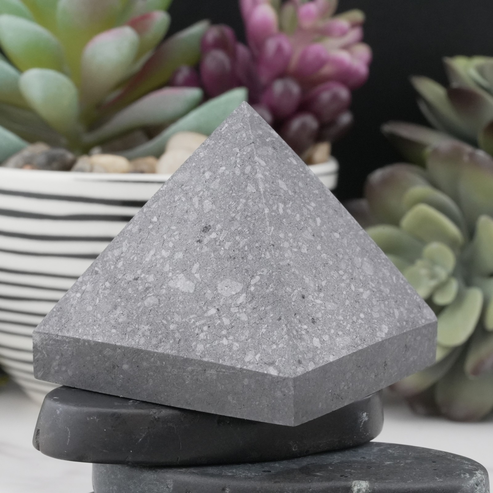 Shungite Pyramid EMF Protection Home Energy Healing Gift Black Decor Crystals
