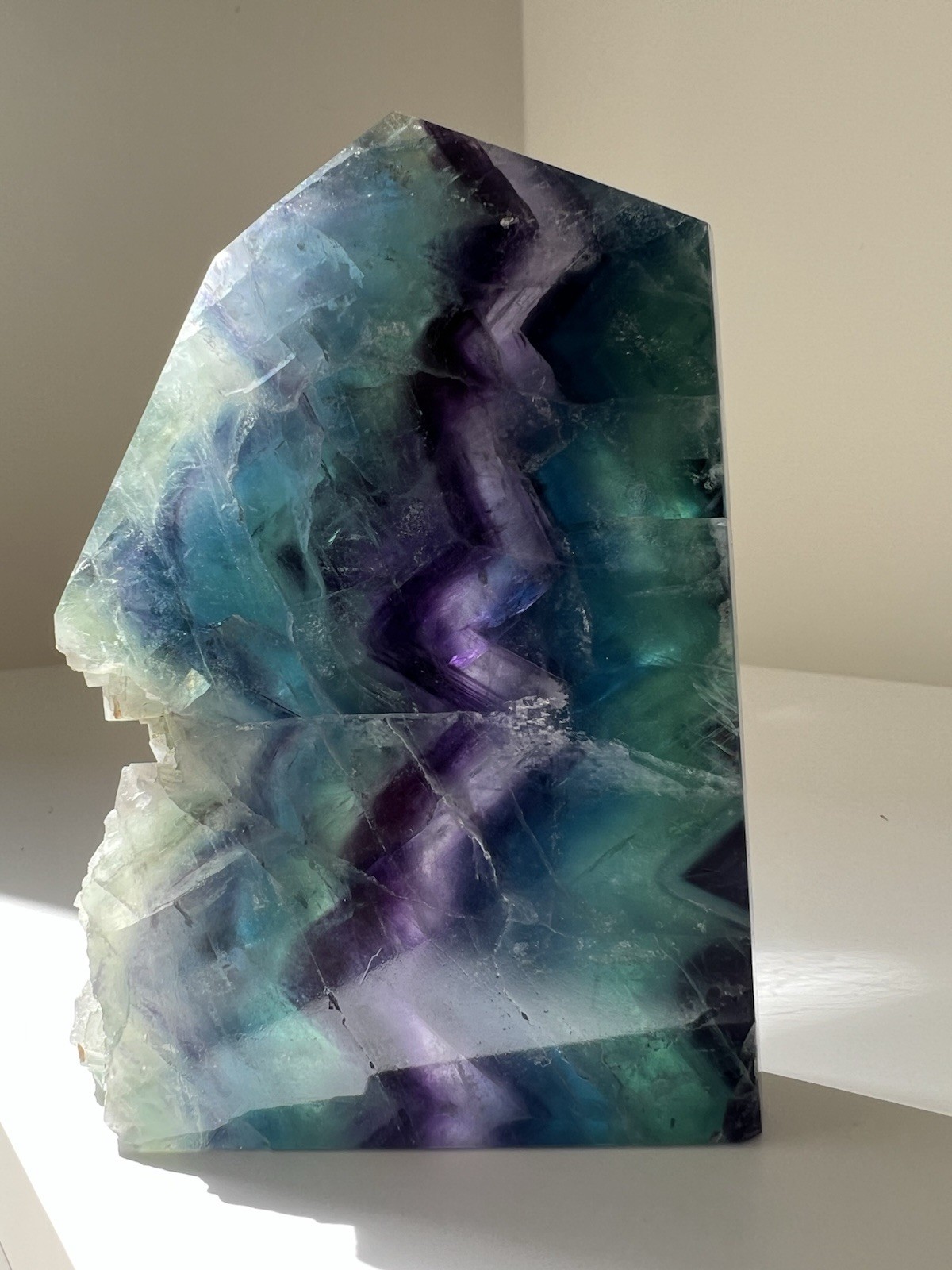 319g – Rainbow Fluorite | Freeform Point |Slab Style with Natural Edge