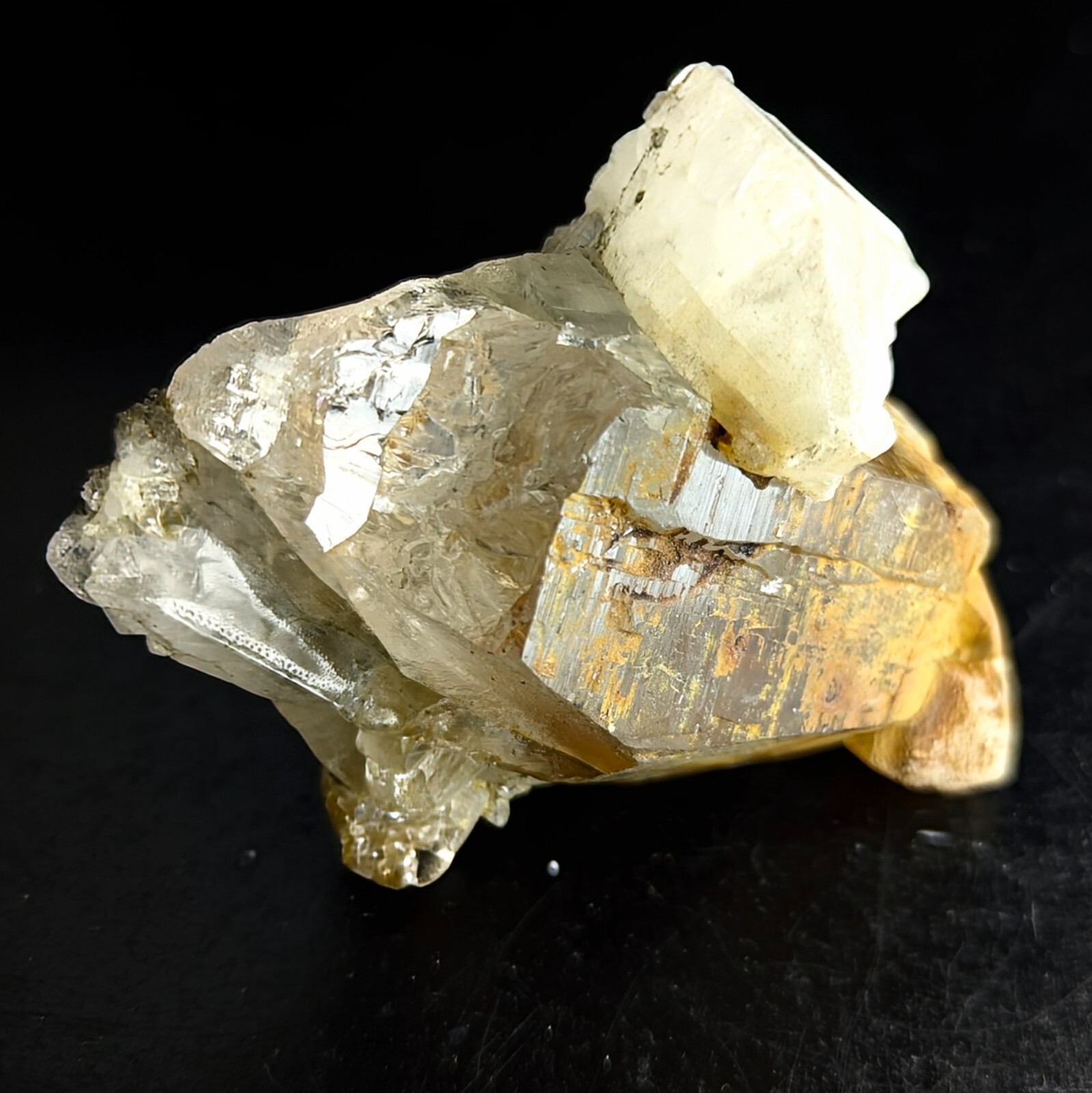 Cathedral Quartz Crystal with white calcite on matrix, from Pakistan, 126 grams