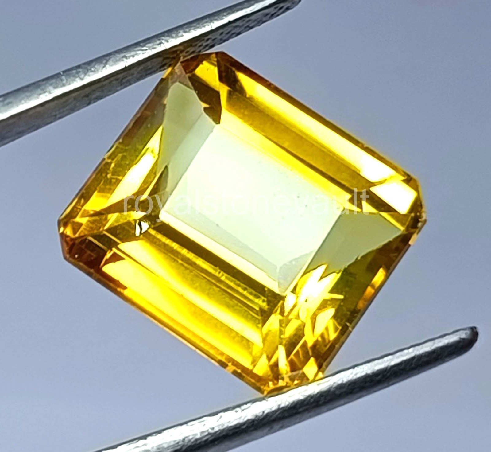 IGL Certified Loose Gemstone – 21.15 Ct Emerald Cut Natural Yellow Sapphire 5AOP