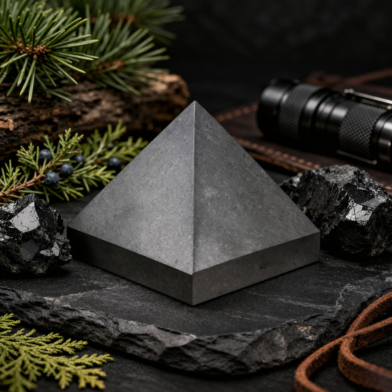 Shungite Pyramid EMF Protection Home Energy Healing Gift Black Decor Crystals