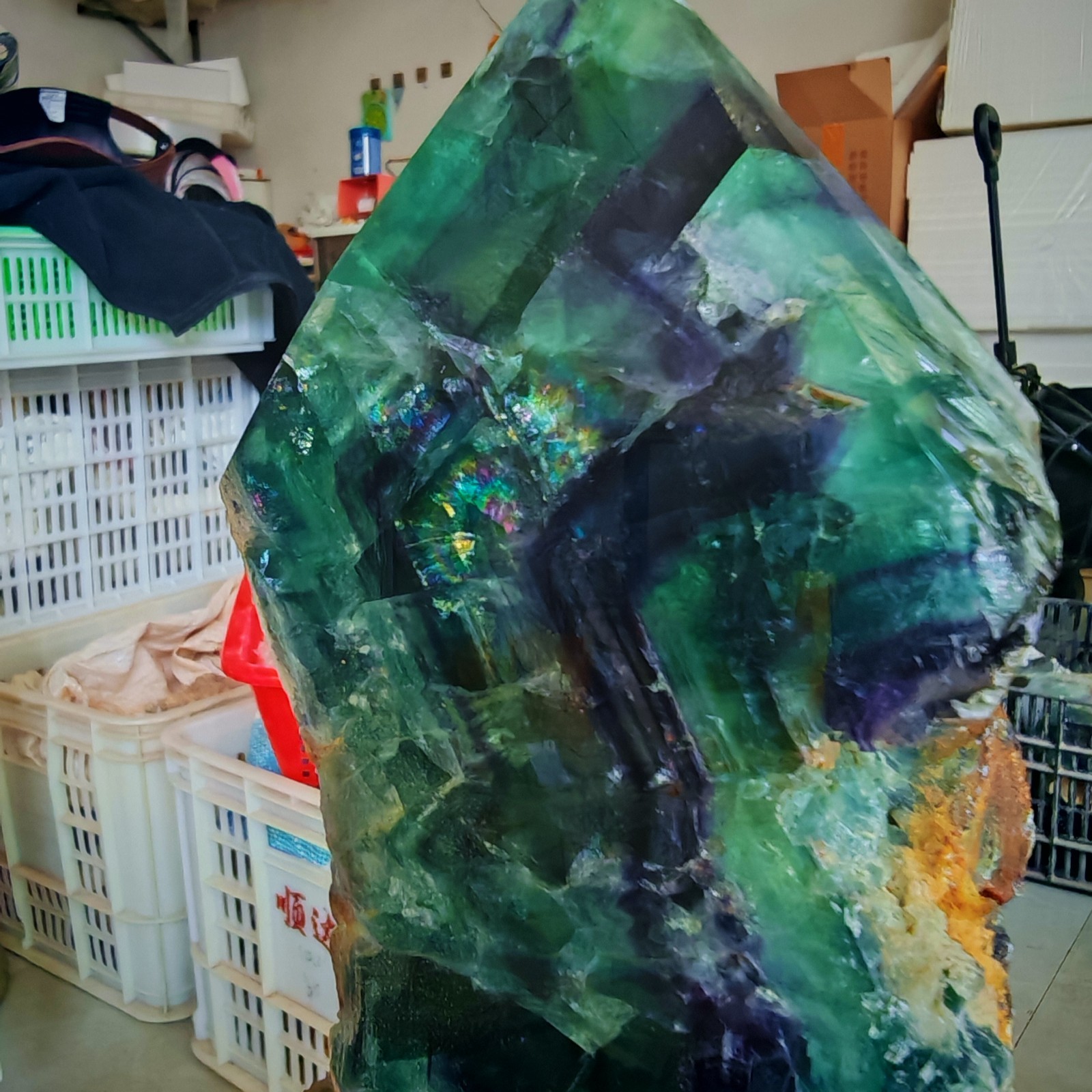6.16LB Restoration of Natural Colored Fluorite Crystal Specimens 2800g