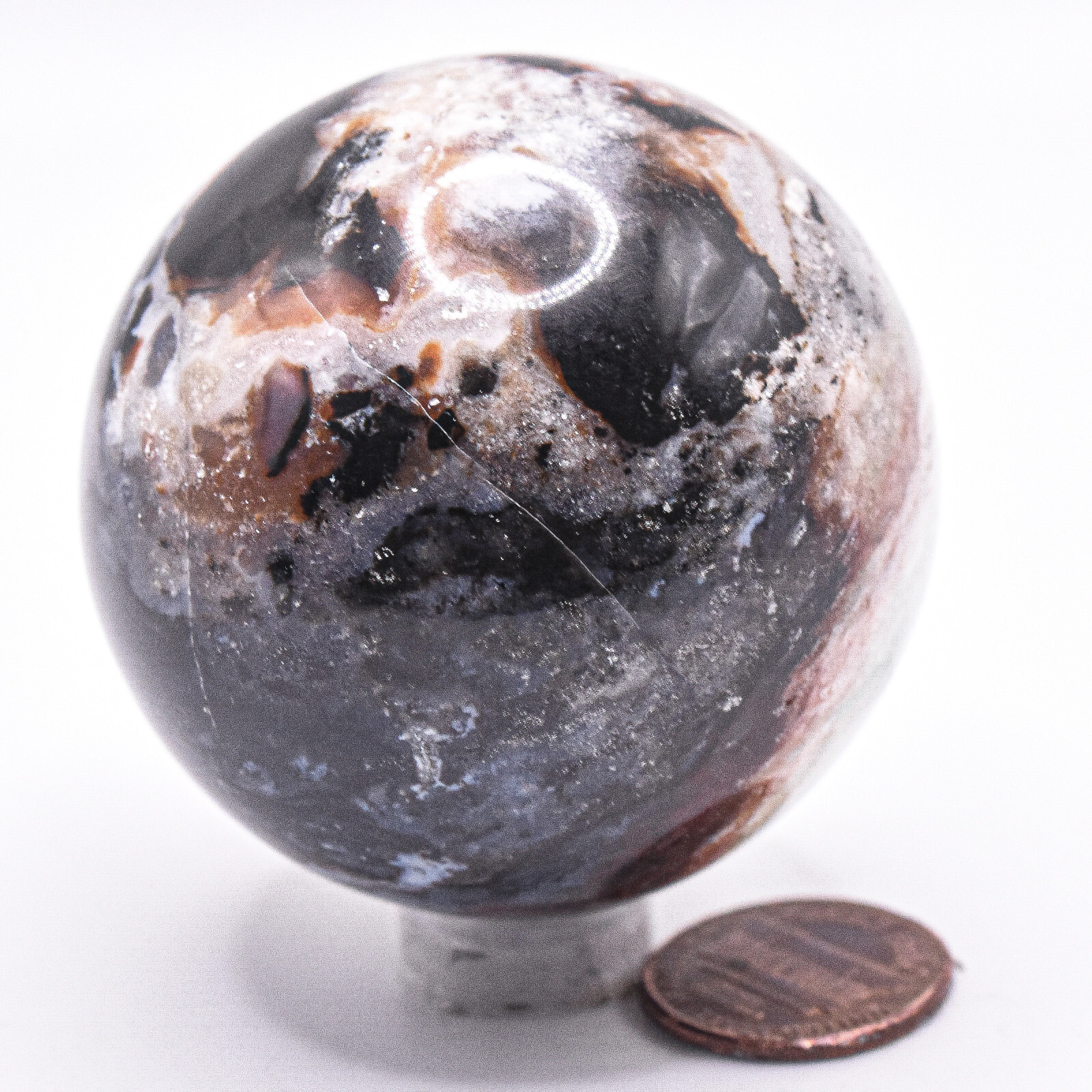 2″ Multicolor Agate Sphere Natural Sparkling Crystal Chalcedony Mineral – India