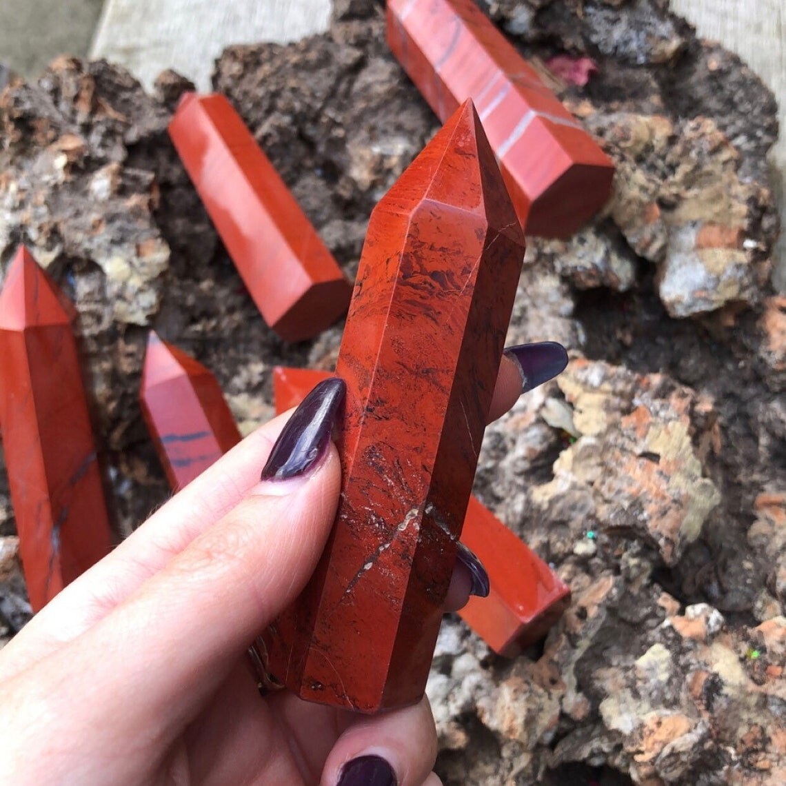 3 ~ 4 inch Red Jasper Stone Obelisk Wand Single Point Crystal Tower Decoration