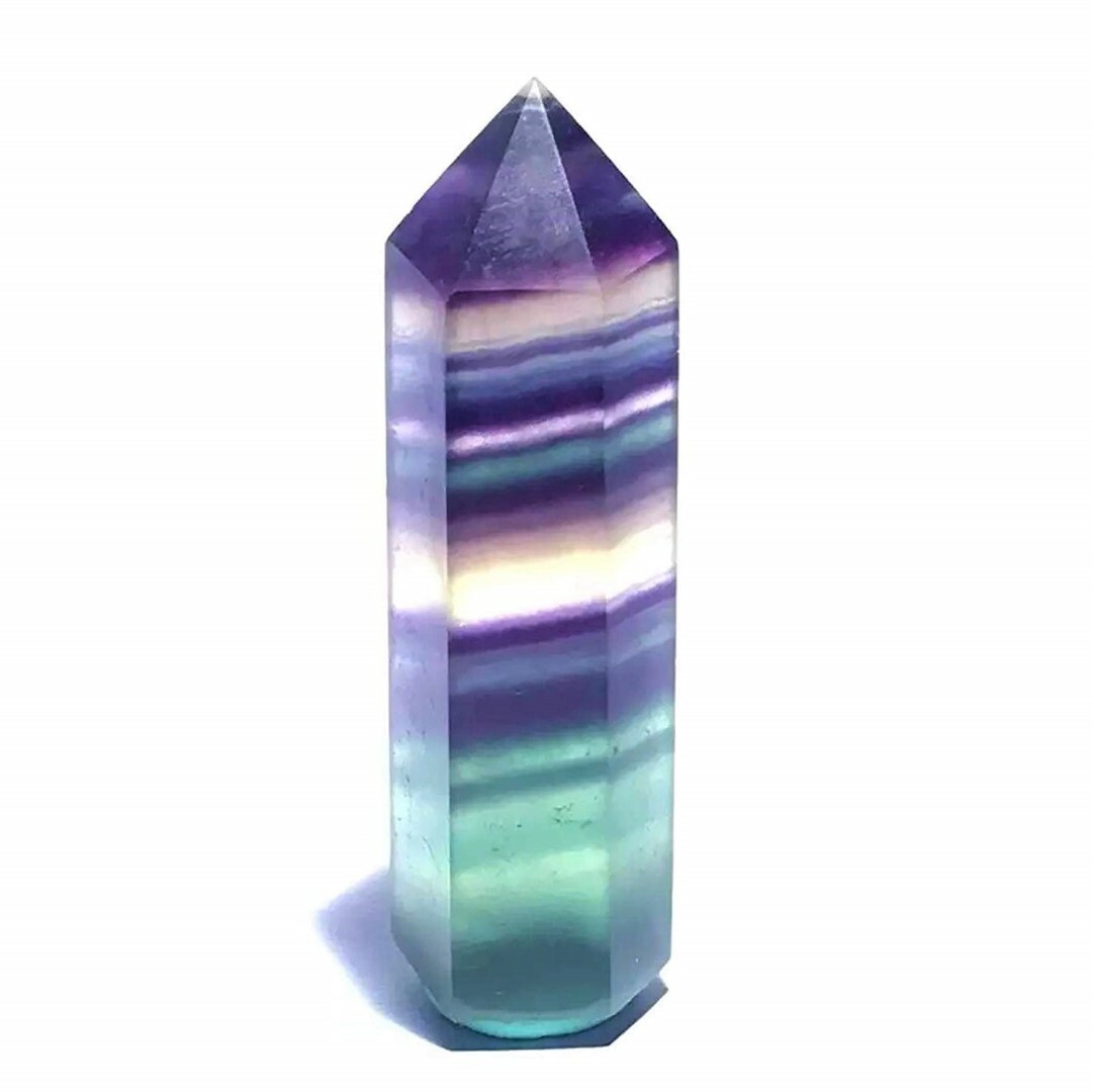 FLUORITE CRYSTAL SINGLE POINTED QUARTZ PENCIL HEALING WAND OBELISK RAINBOW GEM