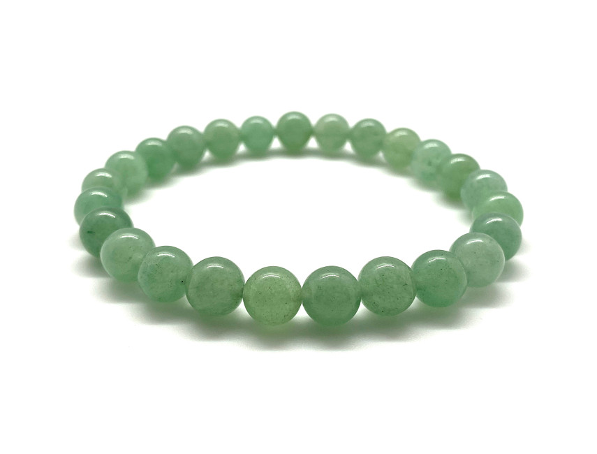 Green aventurine stone Smooth Round Sphere Gemstone Beads Elastic Cord Bracelet