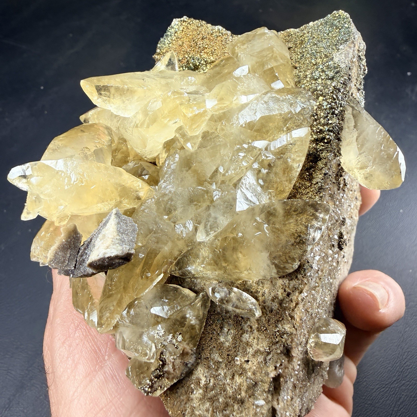 Calcite Crystals Iridescent Chalcopyrite on Matrix / Missouri *Video