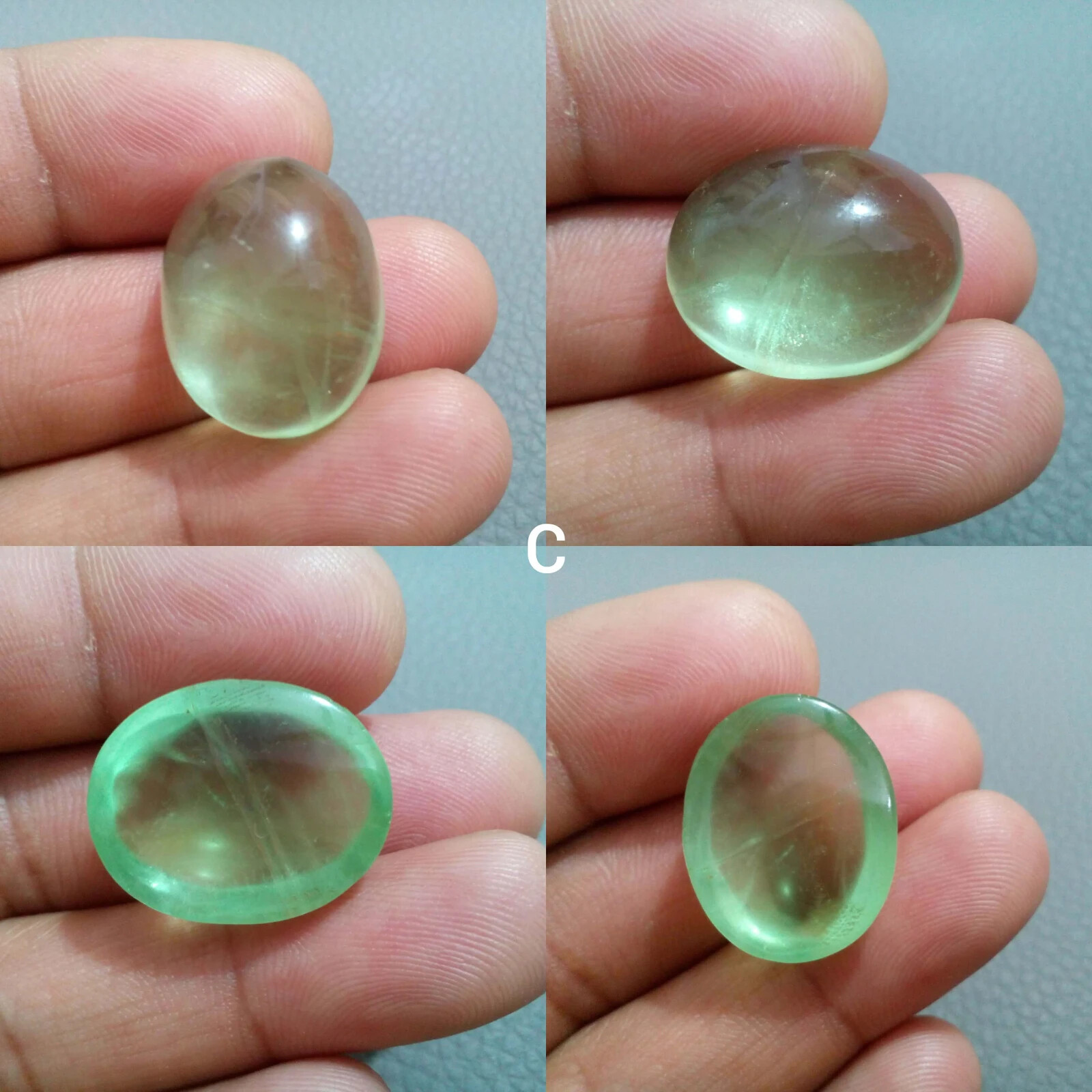 Fabulous Green Fluorite Flat Back Oval Shape Cabochon Loose Gemstone For Jewelry