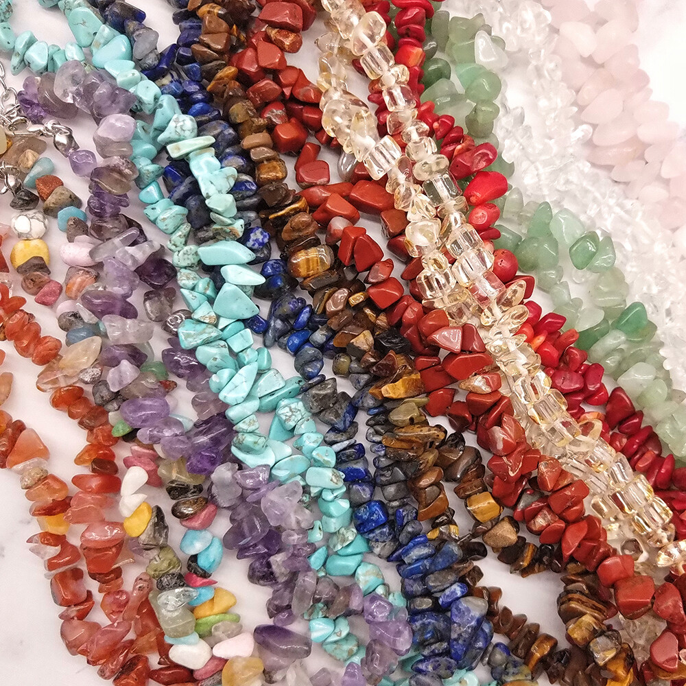 Long 20 Inch Natural Crystal Quartz Chips Gemstone Beads Strand Necklace