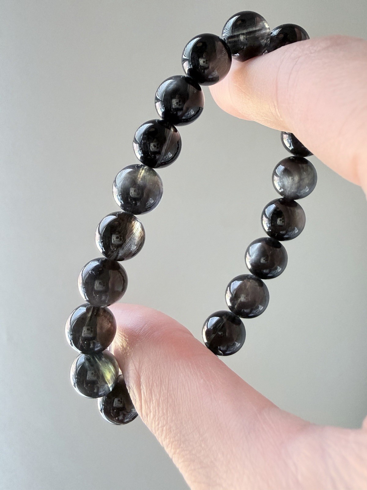 HQ Rare Natural Flashy Black Devil Aquamarine Bracelet