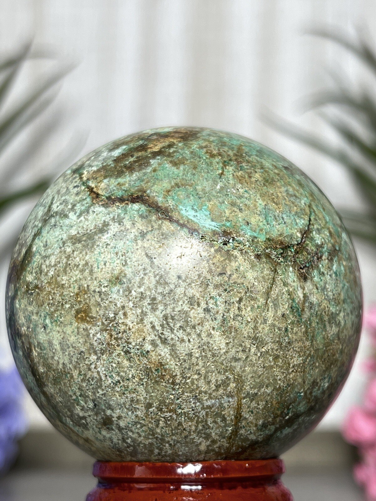 PHOENIX SPHERE – Green Blue Mineral Copper Ore Malachite Turquoise Crystal Orb