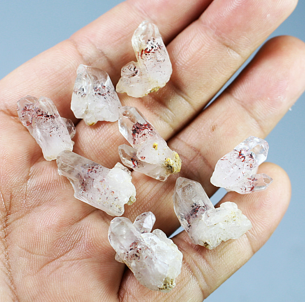 8pcs Natural Red Strawberry Pyramid Quartz Crystal Stone Point Mineral Specimen