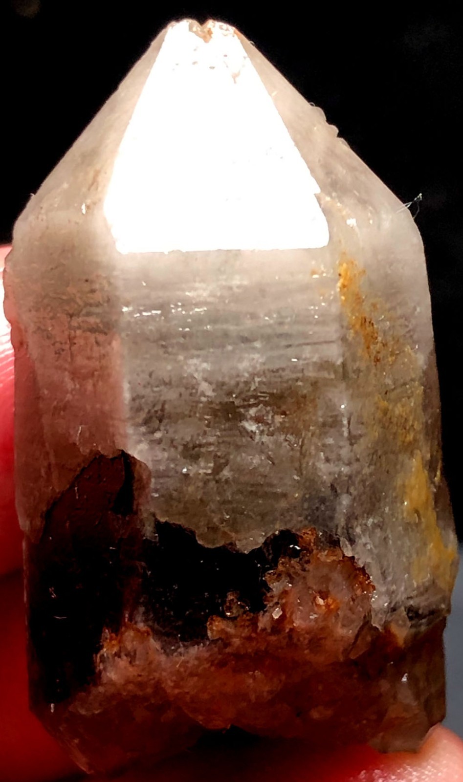 23g Brand new Rare Black SMOKY QUARTZ Crystal Point &Garnet Spessartine u12
