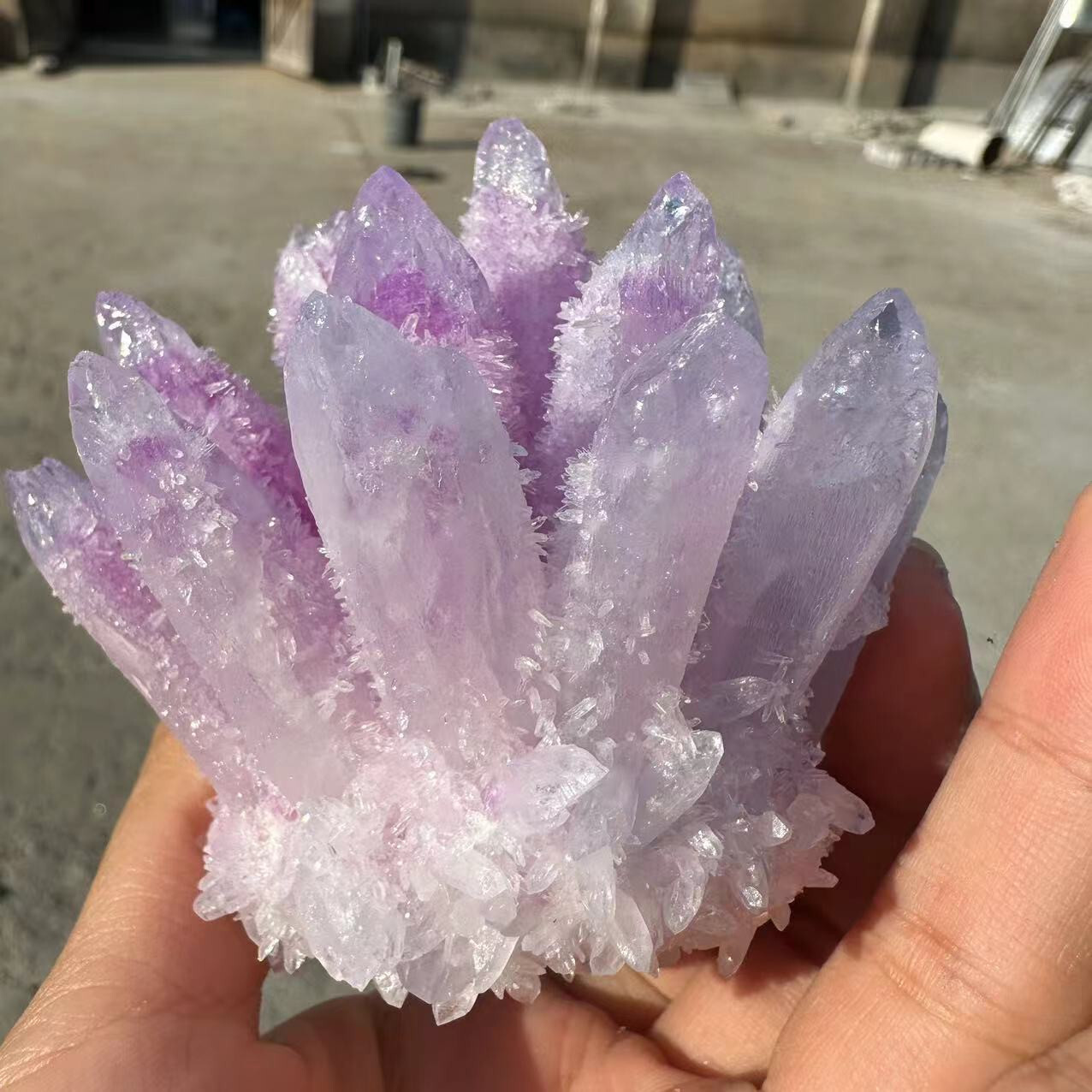 New Find purple pink Phantom Quartz Crystal Cluster Mineral Specimen 300g+