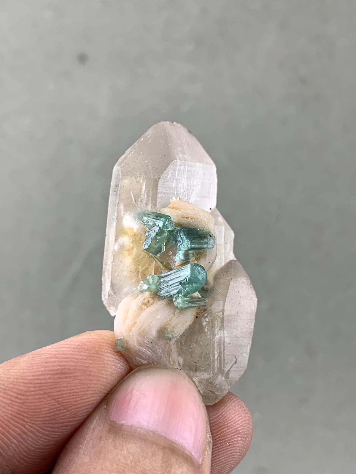 16 grams Aesthetic Green Tourmaline Crystals on DT Smoky Quartz mineral Specimen