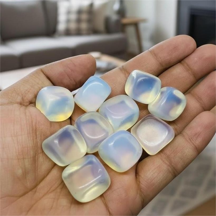 Premium White Opalite Tumbled 20 Pieces 850-950CT Stones – Calm Energy Crystals