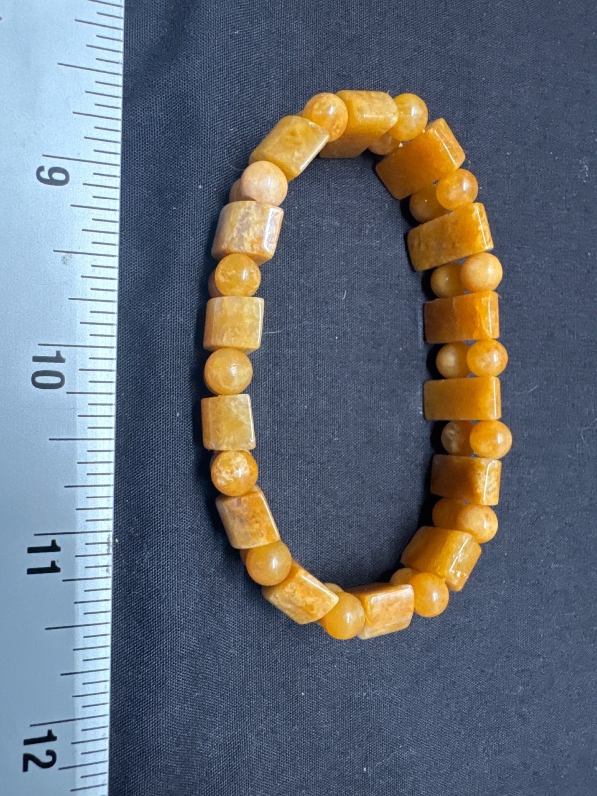 Quartz Butterscotch Egg Yolk Natural Polished Healing Stone Stretch Bracelet