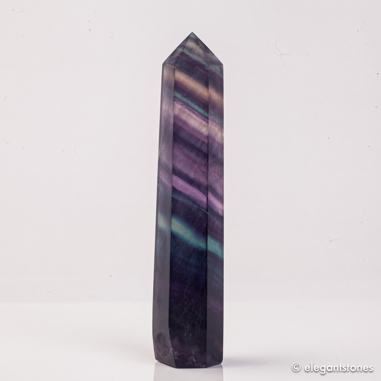 133g118mm Rainbow Fluorite Point Crystal Tower Natural Obelisk Healing Quartz