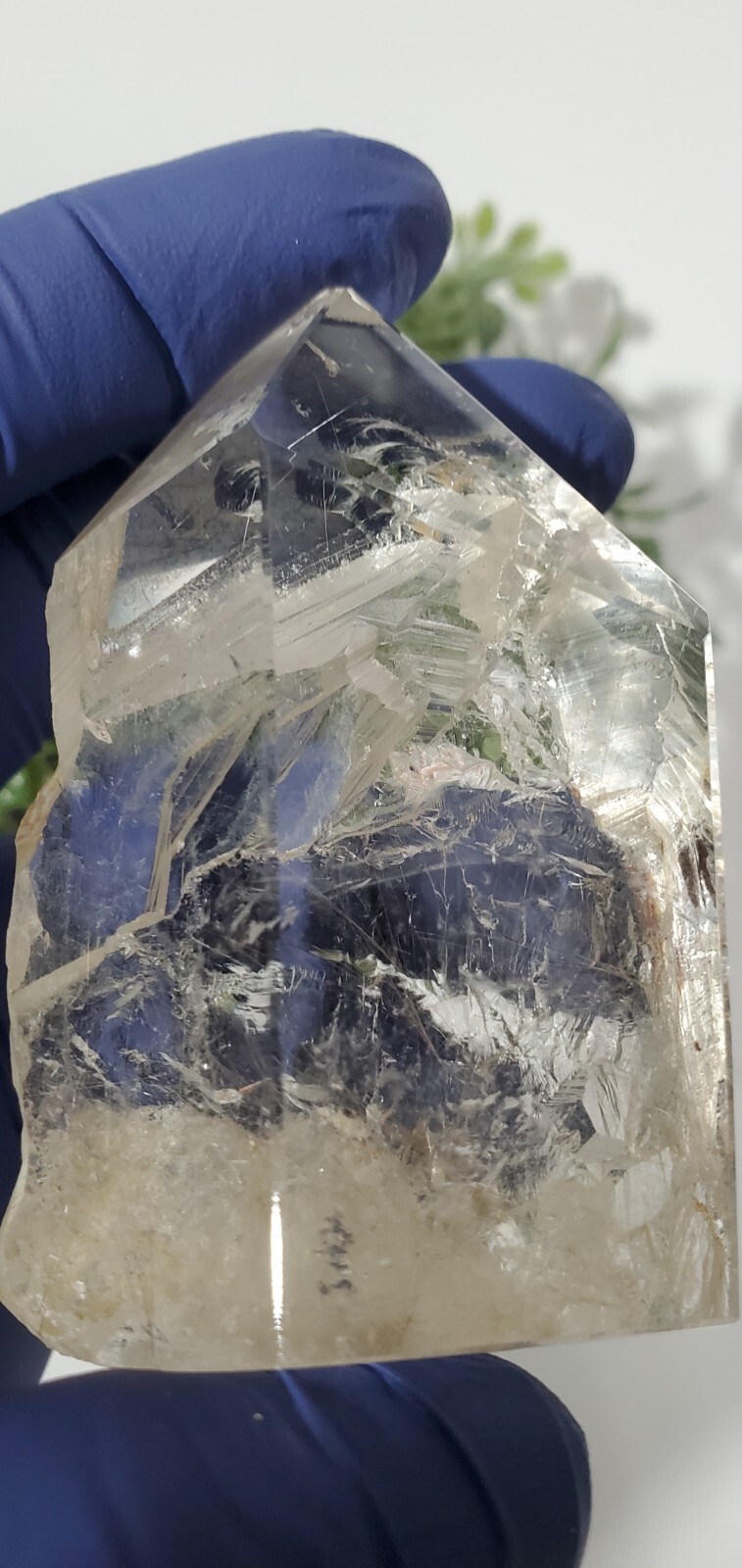 100g Natural Clear Quartz Freeform , One Side Raw Semi Polished