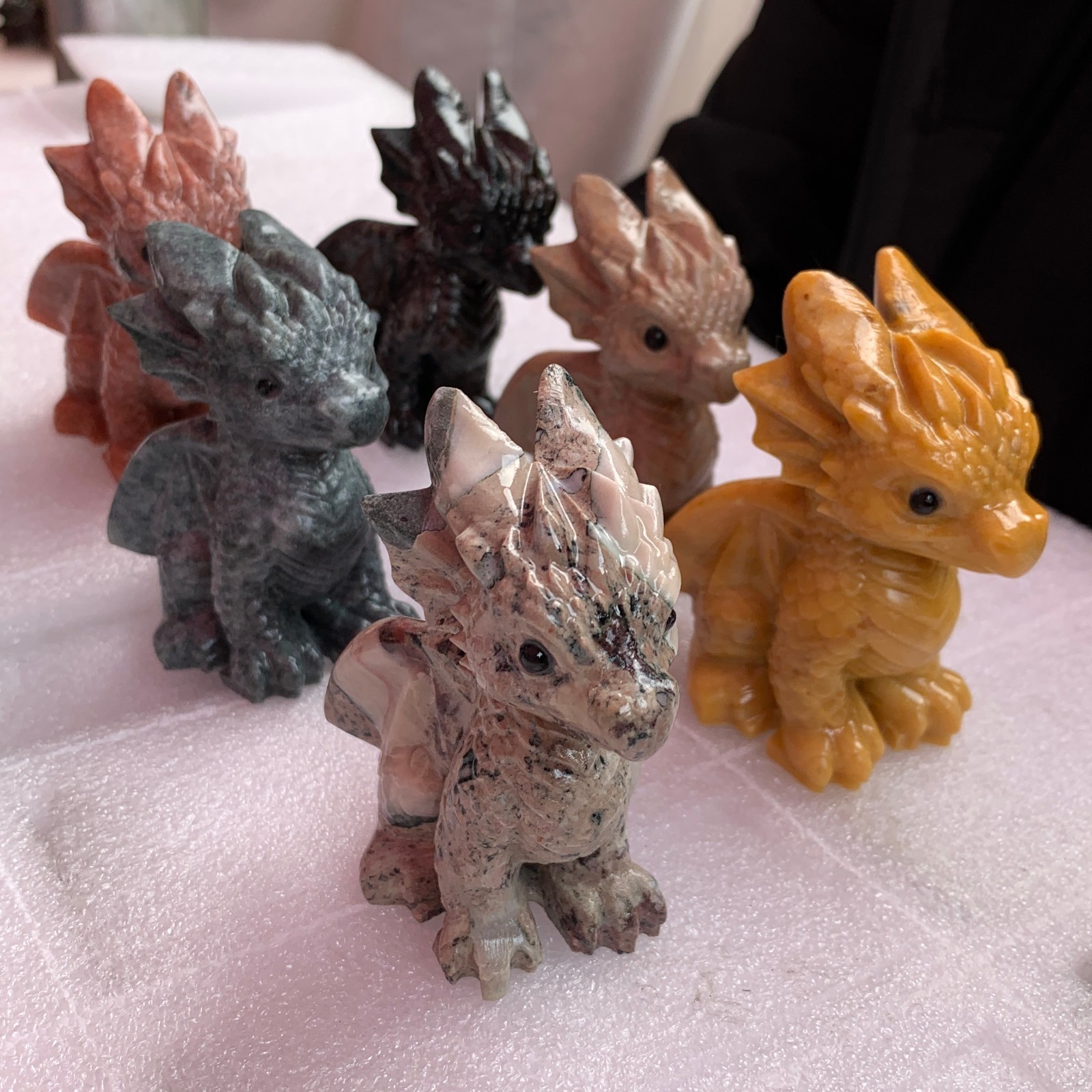 5pc Natural Mixed Quartz Carved Little Dragon Crystal Reiki Healing Decor Random