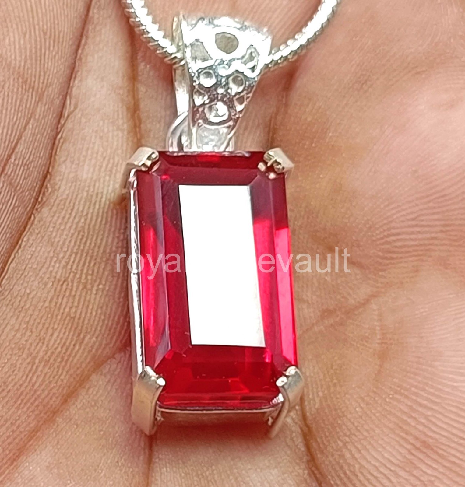 IGL Certified 41.55 Ct Natural Red Ruby Emerald Pendant – Solid 925 Silver 5AOF
