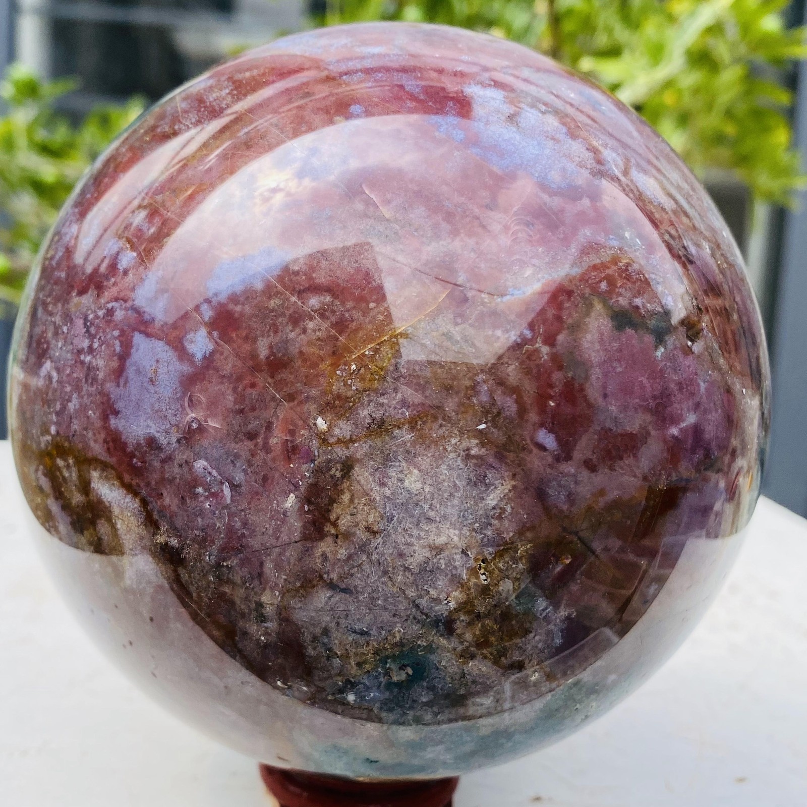 Natural Ocean Jasper ball Crystal jewelry Reiki energy Healing 1960g