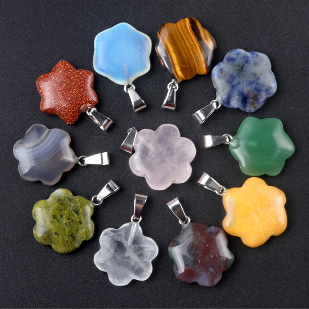 20mm Flower Shaped Pendant Crystal Stone Gemstone Beads for Jewelry Making DIY