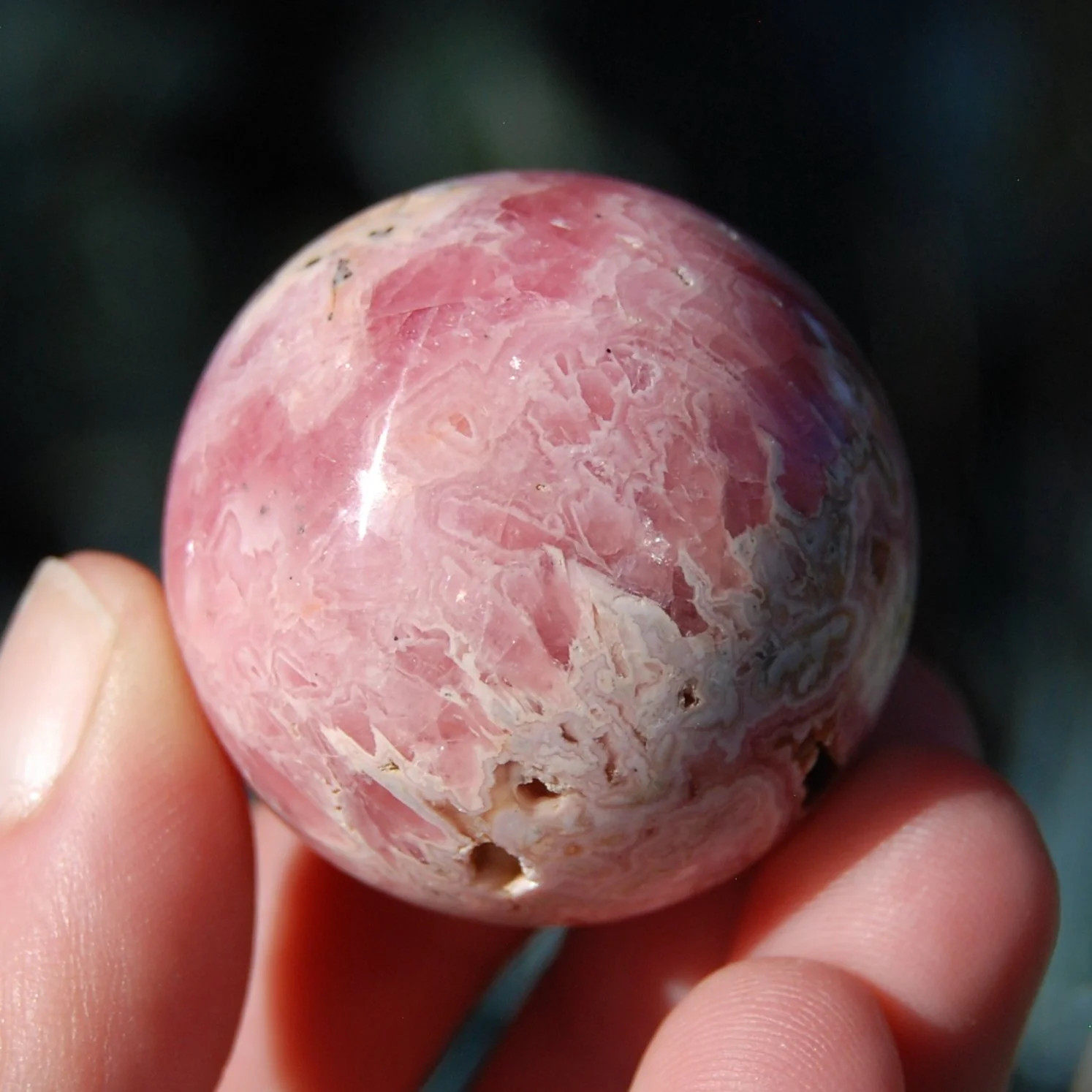 37mm 91g Genuine Rhodochrosite Crystal Sphere, Large Rhodochrosite Gemstone, Arg