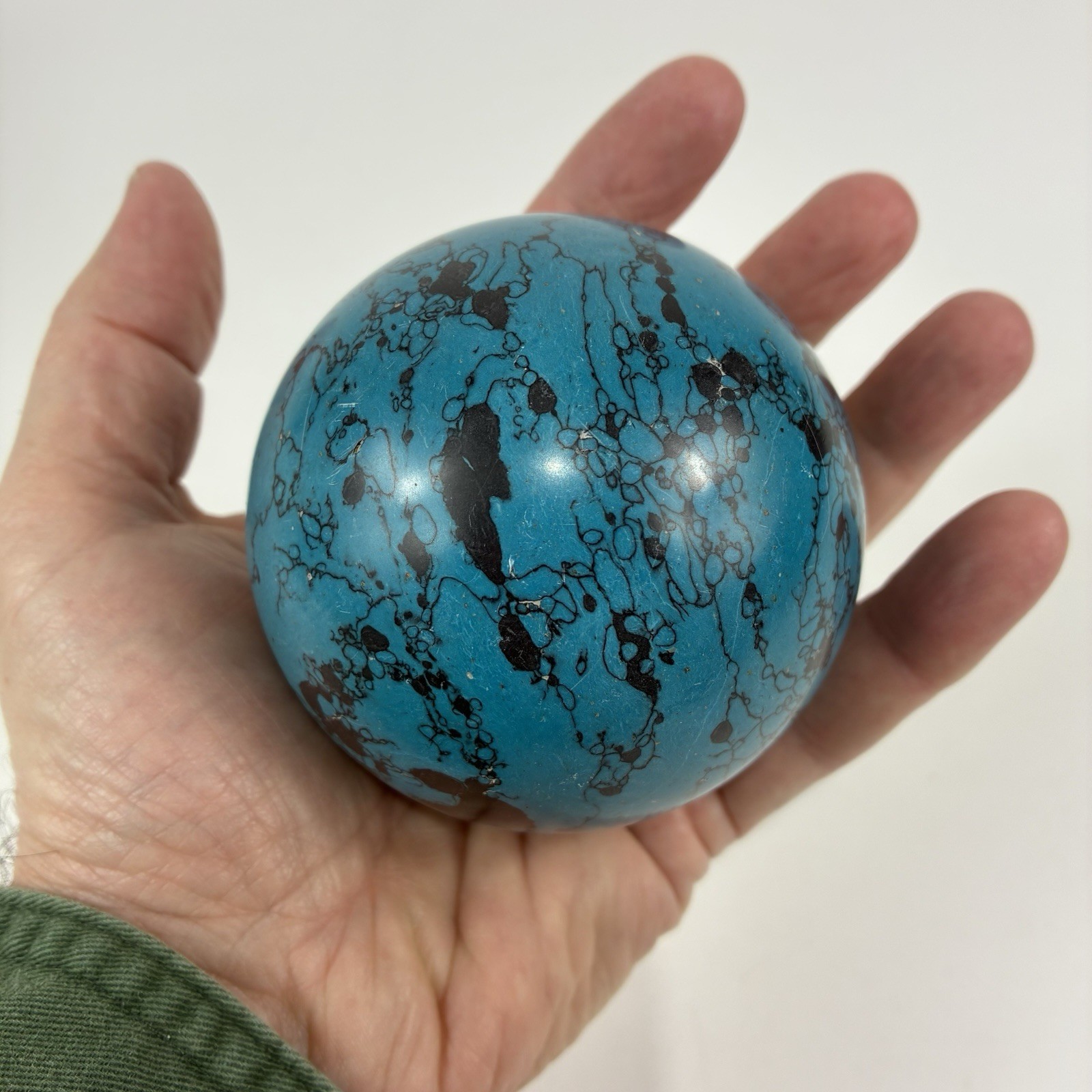 594g Natural Blue Turquoise Sphere Ball 3 1/4″