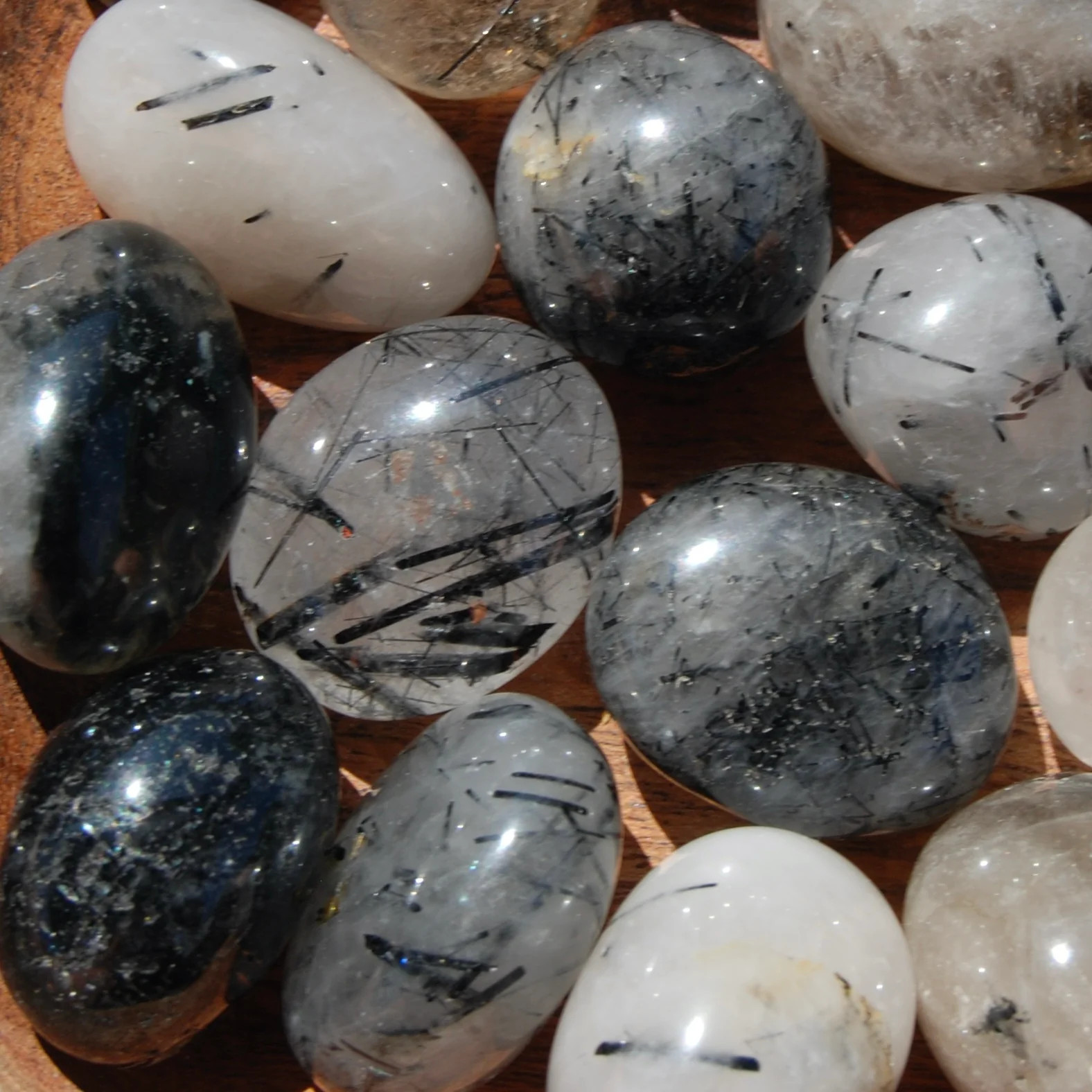 Black Tourmaline Quartz Crystal Tumbled Stones, Brazil