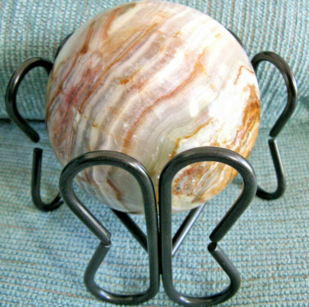 NEW XLARGE ORNATE BUTTERFLY THEME BLACK METAL SPHERE DISPLAY TABLE TOP STAND