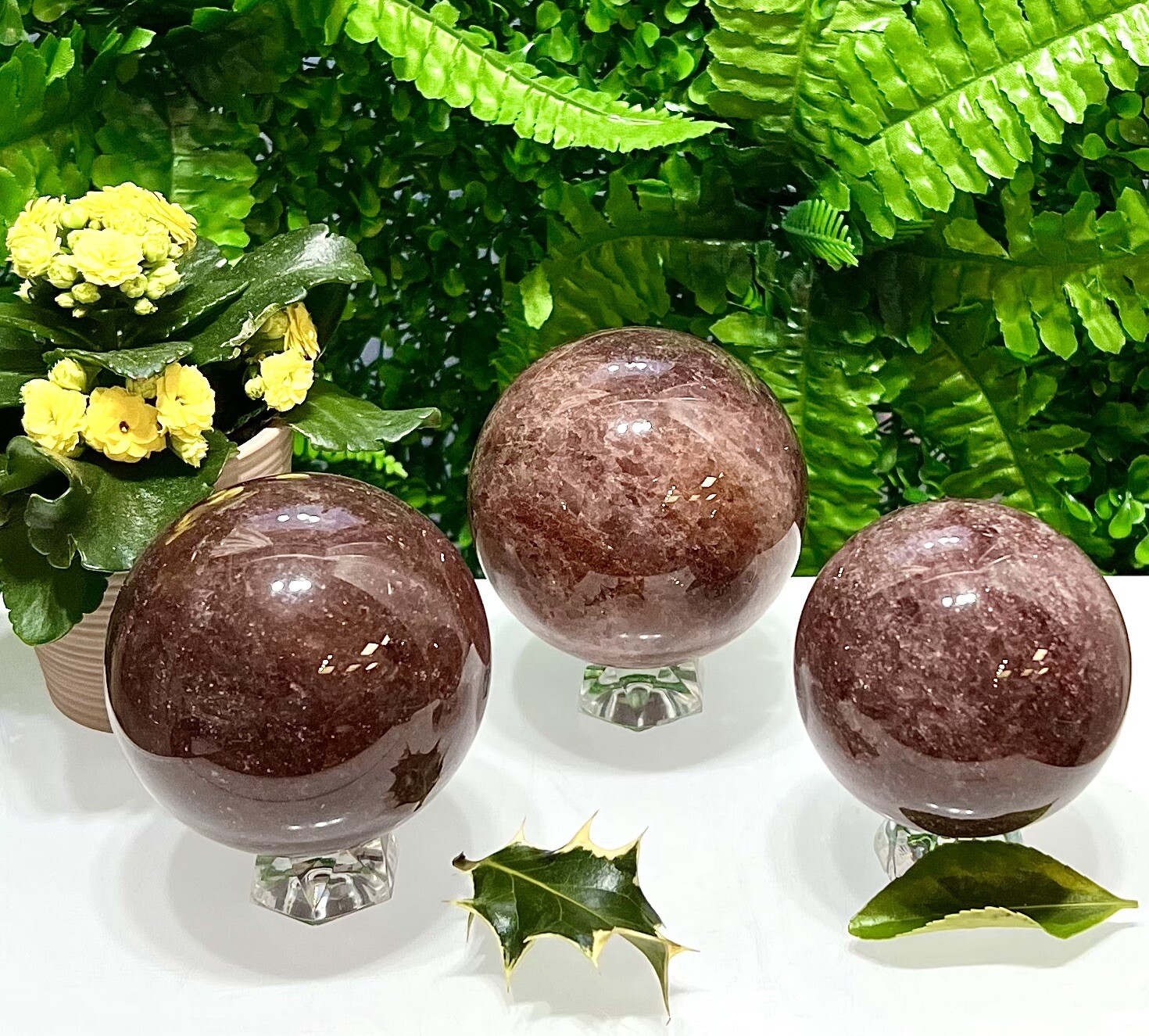 Wholesale Lot 3-4 Pcs Natural Strawberry Quartz Sphere Crystal Ball 3.8-4 Lbs