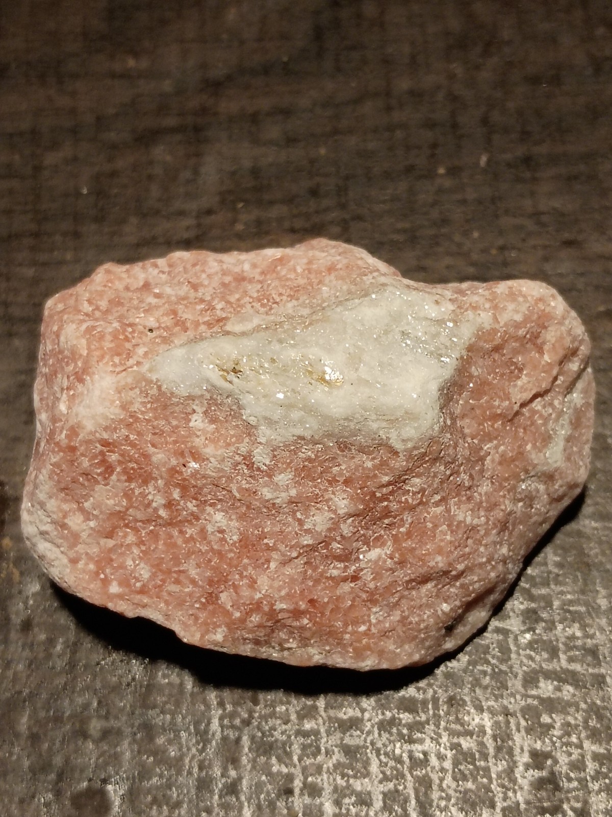 Raw Pink Feldspar Specimen with White Quartz Vein Matrix – Natural Mineral