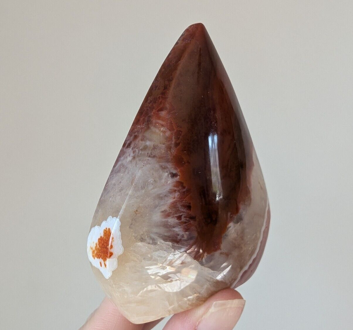 Red Cherry Flower Agate Freeform Ornament Teardrop Crystal Chakra Gemstone Reiki