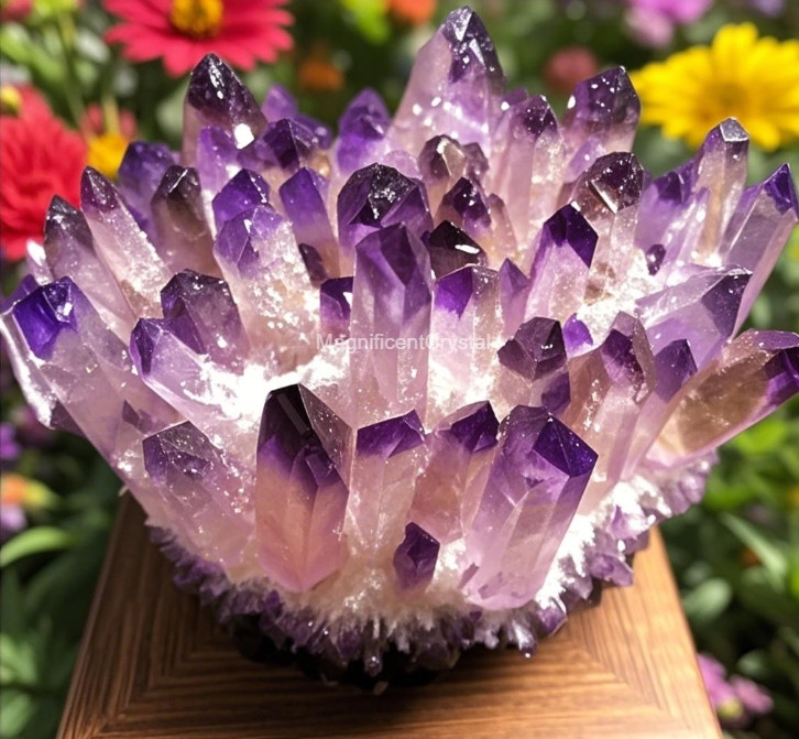 300G+ Rare Light Purple Phantom Amethyst Cluster Crystal Geode Specimen Decor