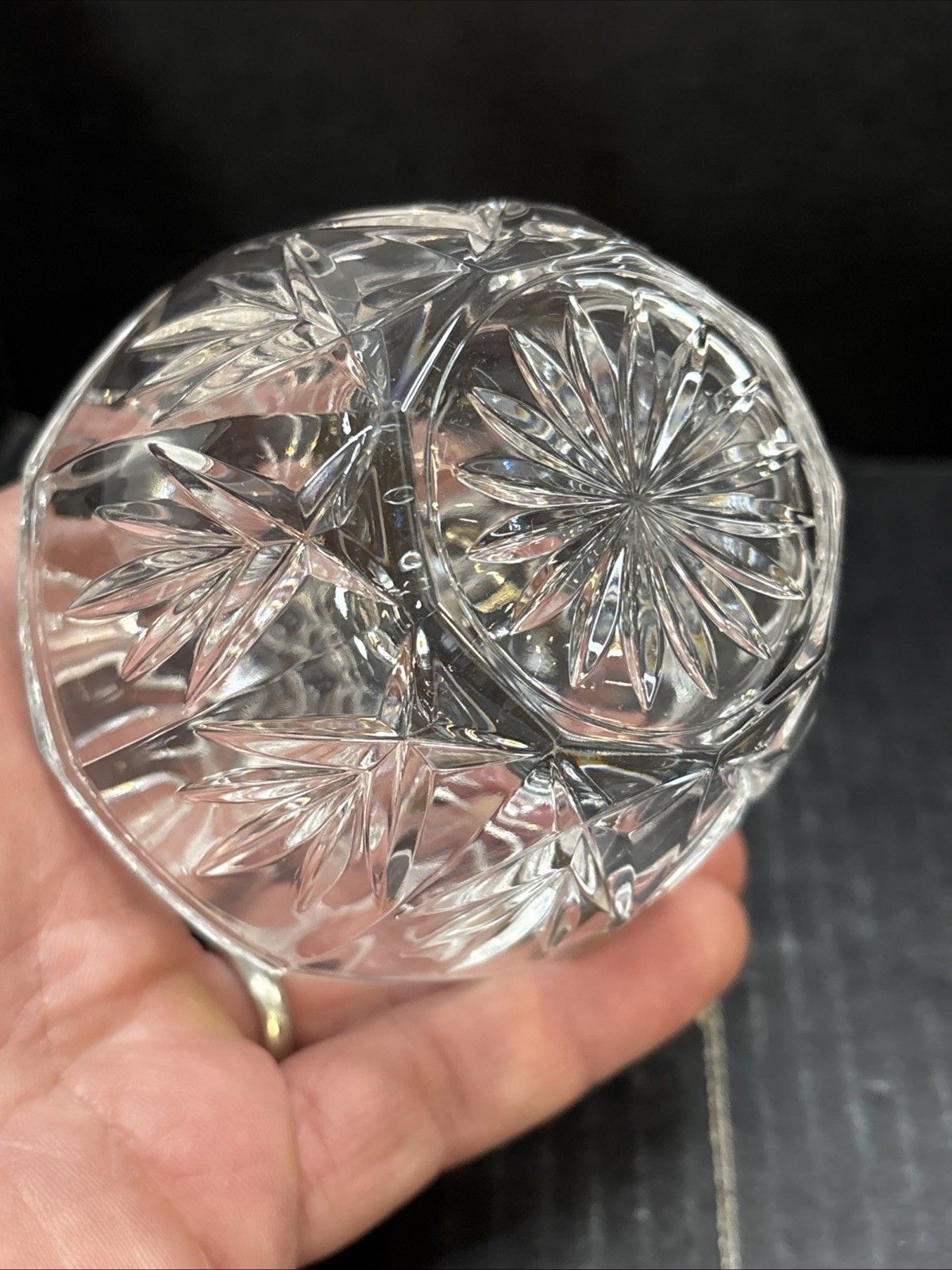 RCR Royal Crystal Rock Pumpkin Lead Crystal Italia Cristallo 24% Clear Glass Lid
