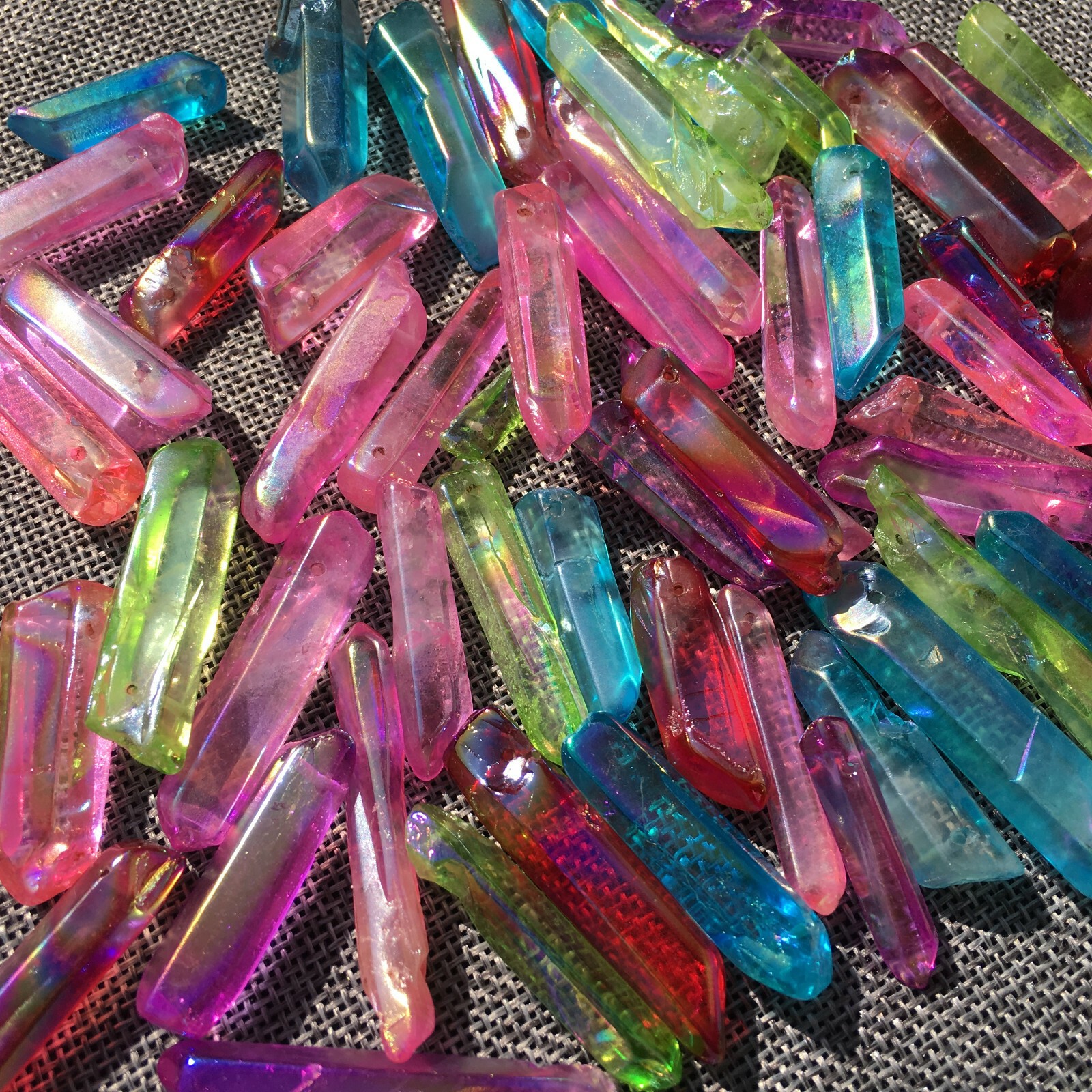 2.2LB TITANIUM RAINBOW AURA LEMURIAN QUARTZ crystal POINT wand