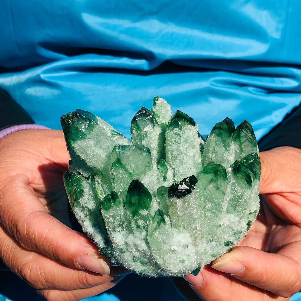 4 piece Lab-Grown Green Crystal Clusters Healing Energy Home Decor 3.91LB
